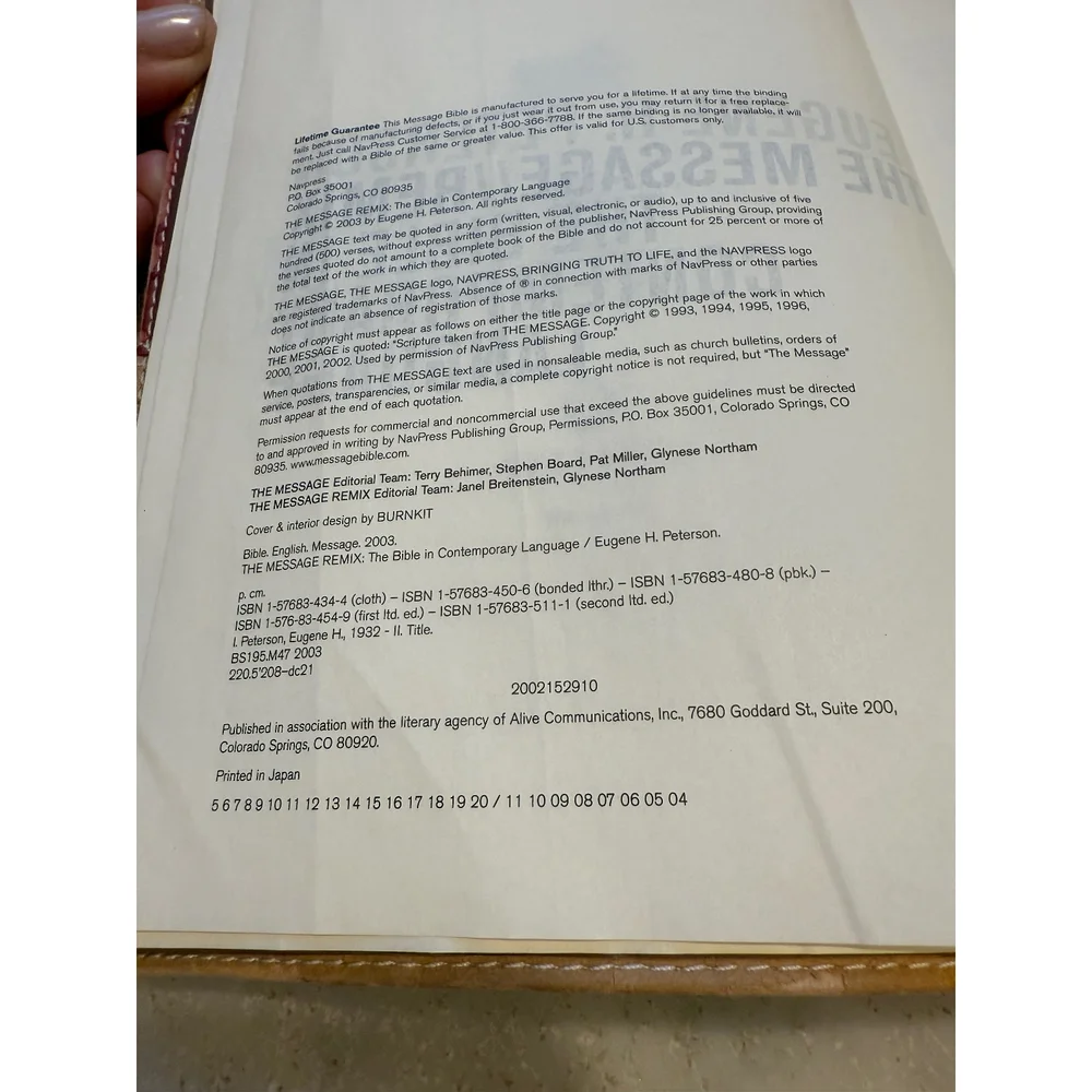 The Message Remix Bible Eugene‎ Peterson Think Edition Burgundy Tan